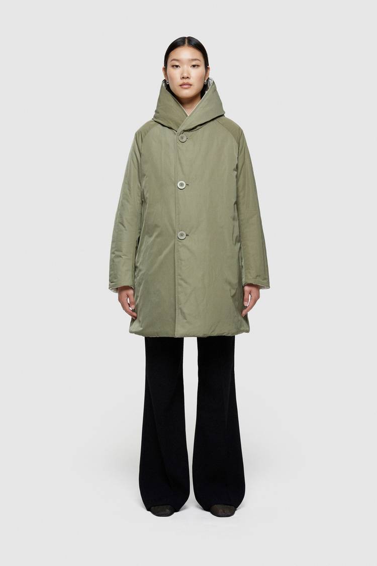 Oof Wear IMPERMEABILE REVERSIBILE 9410 IN NYLON MEMORY CON CAPPUCCIO - PANNA/VERDE MILITARE Fino Al -60%