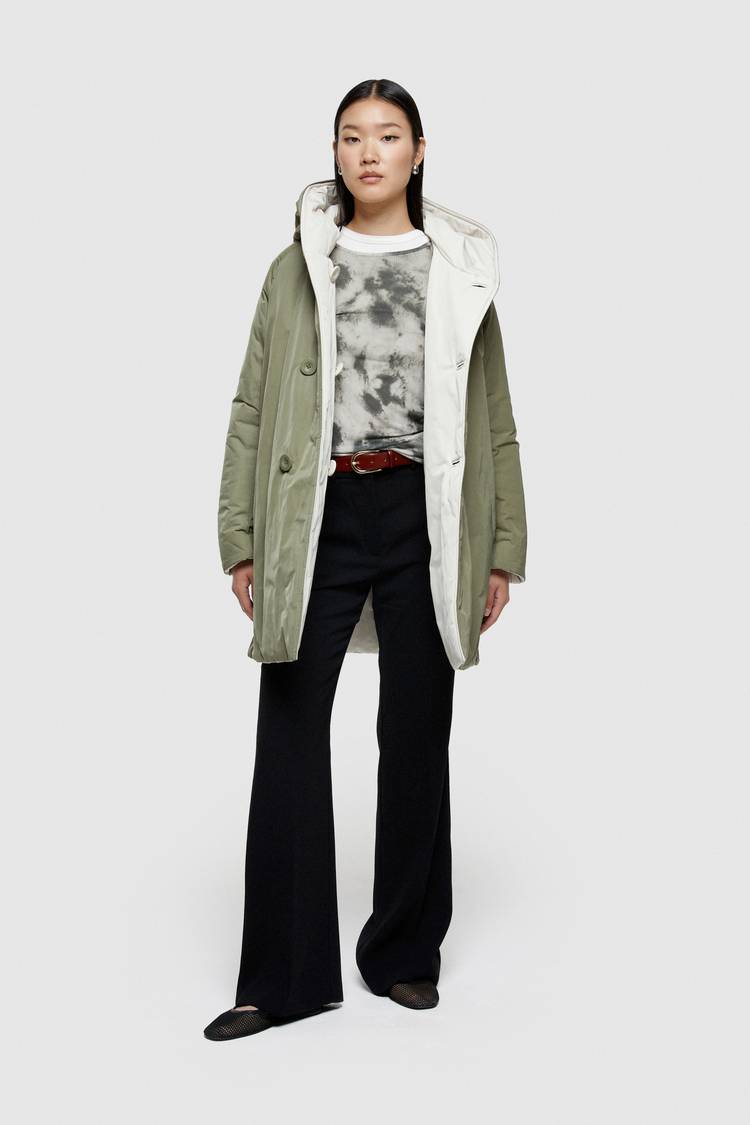 Oof Wear IMPERMEABILE REVERSIBILE 9410 IN NYLON MEMORY CON CAPPUCCIO - PANNA/VERDE MILITARE Fino Al -60%