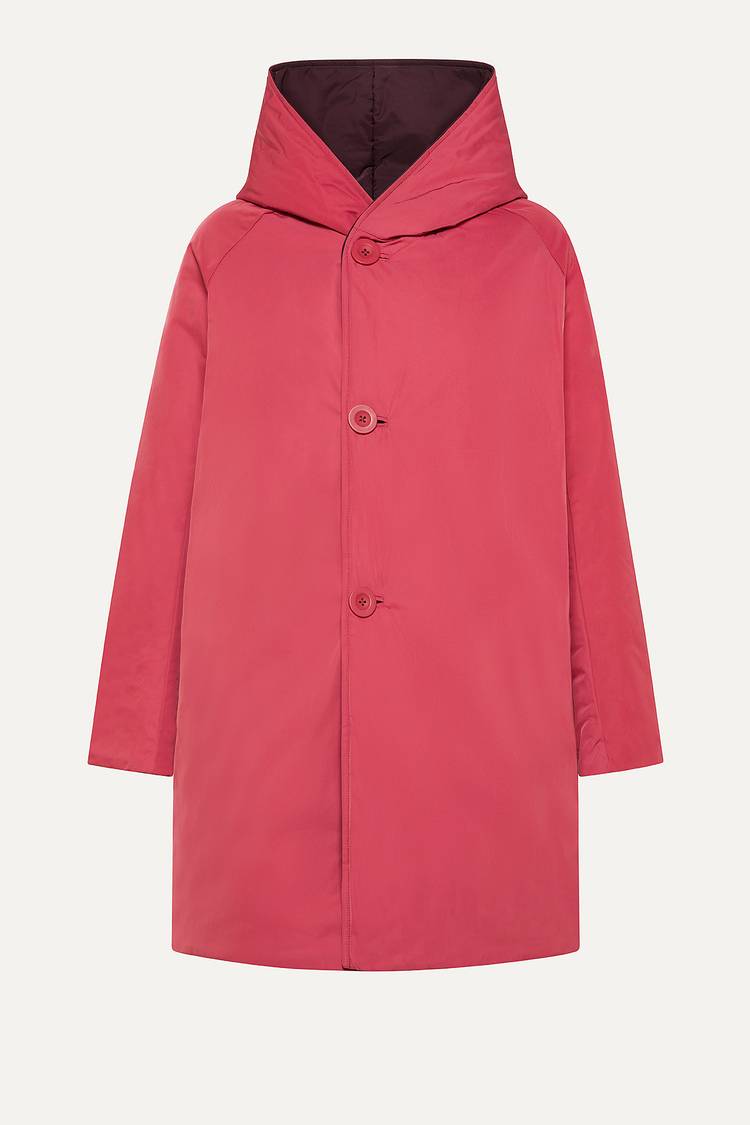 Oof Wear IMPERMEABILE REVERSIBILE 9410 IN NYLON MEMORY CON CAPPUCCIO - PRUGNA/DUST ROSE Affare Del Giorno