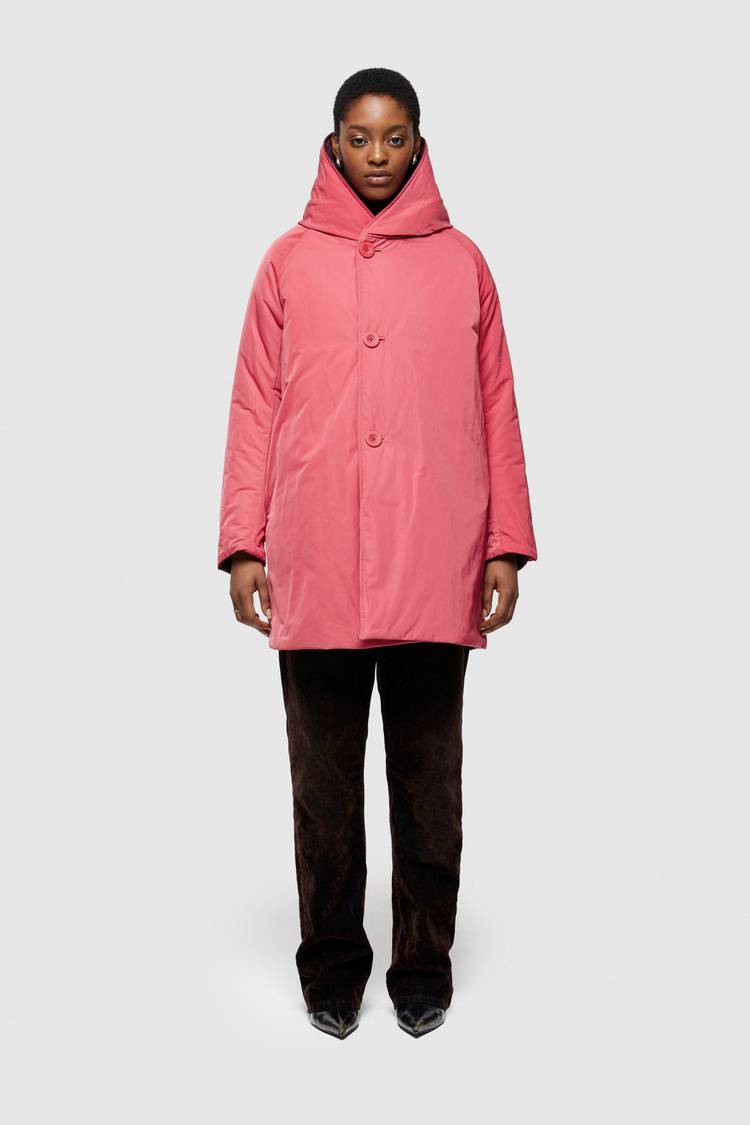 Oof Wear IMPERMEABILE REVERSIBILE 9410 IN NYLON MEMORY CON CAPPUCCIO - PRUGNA/DUST ROSE Affare Del Giorno
