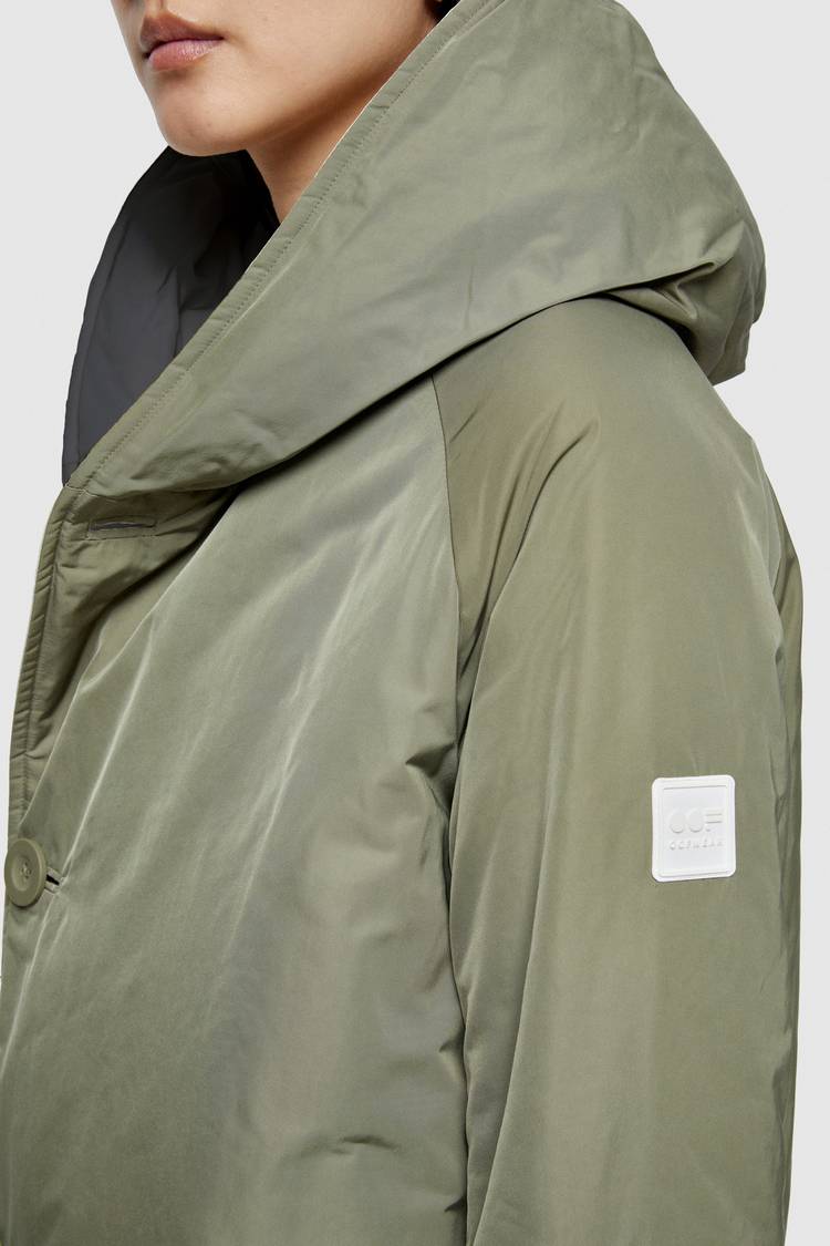 Oof Wear IMPERMEABILE REVERSIBILE 9410 IN NYLON MEMORY CON CAPPUCCIO - NERO/VERDE MIMETICO Prezzo Ridotto