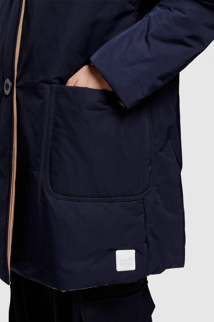Oof Wear IMPERMEABILE REVERSIBILE 9410 IN NYLON MEMORY CON CAPPUCCIO - BLU NOTTE/CAMMELLO Novità