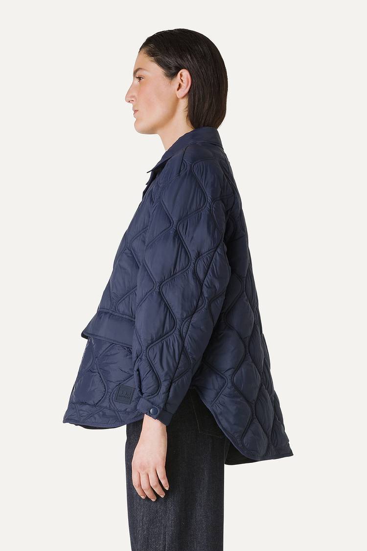 Oof Wear GIACCA A CAMICIA OVER IN NYLON LEGGERO TRAPUNTATO 9222 - BLU NOTTE Sconto