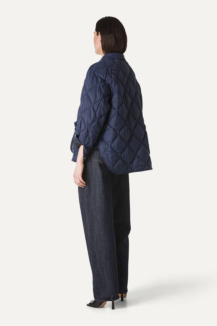 Oof Wear GIACCA A CAMICIA OVER IN NYLON LEGGERO TRAPUNTATO 9222 - BLU NOTTE Sconto
