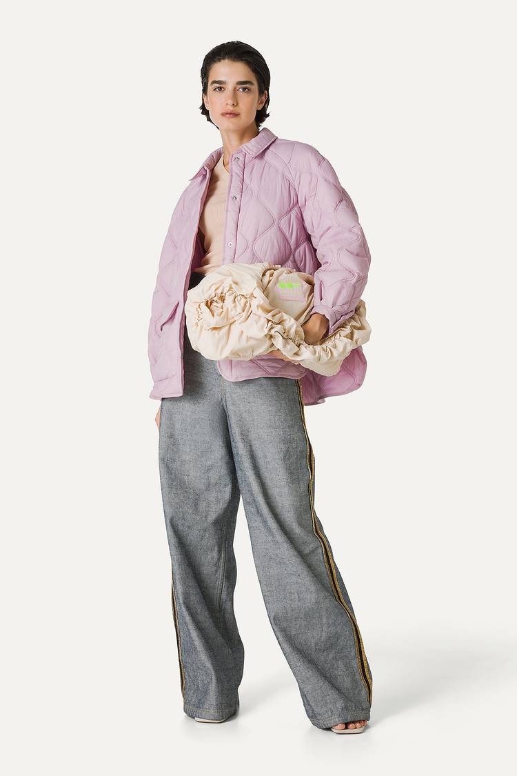 Oof Wear GIACCA A CAMICIA OVER IN NYLON LEGGERO TRAPUNTATO 9222 - ROSA Offerta