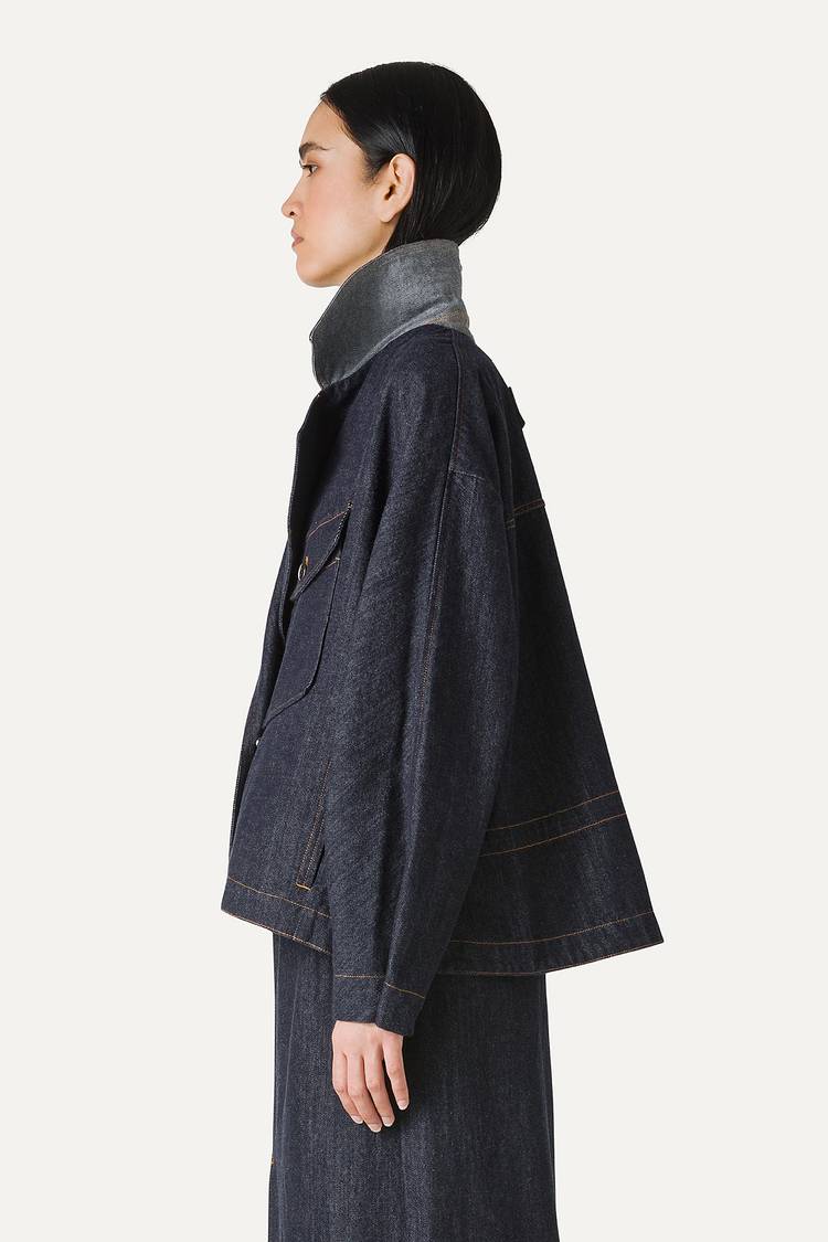 Oof Wear TRENCH CORTO IN DENIM LAVATO 9202 - BLU SCURO Hotsell