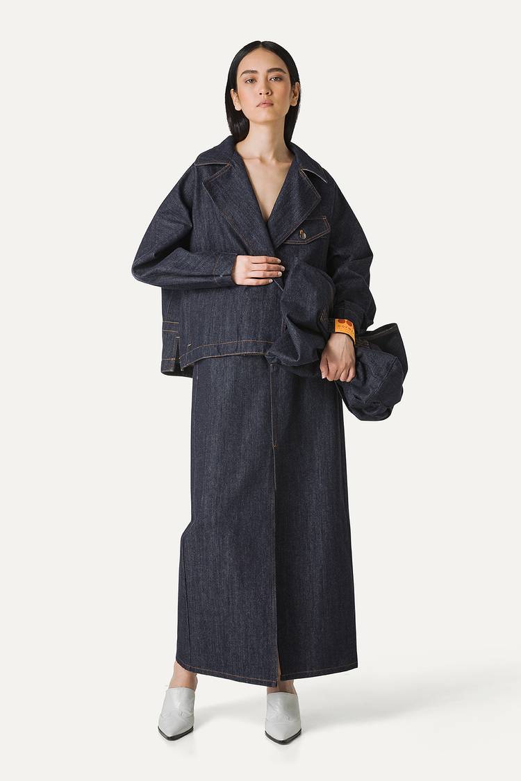 Oof Wear TRENCH CORTO IN DENIM LAVATO 9202 - BLU SCURO Hotsell