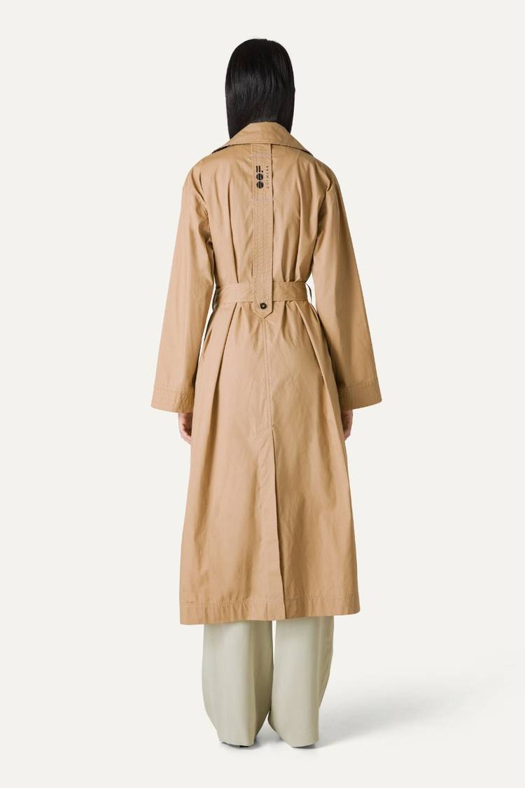 Oof Wear TRENCH LUNGO IN GABARDINA DI COTONE LEGGERO 9203 - NATURALE Vendita Calda
