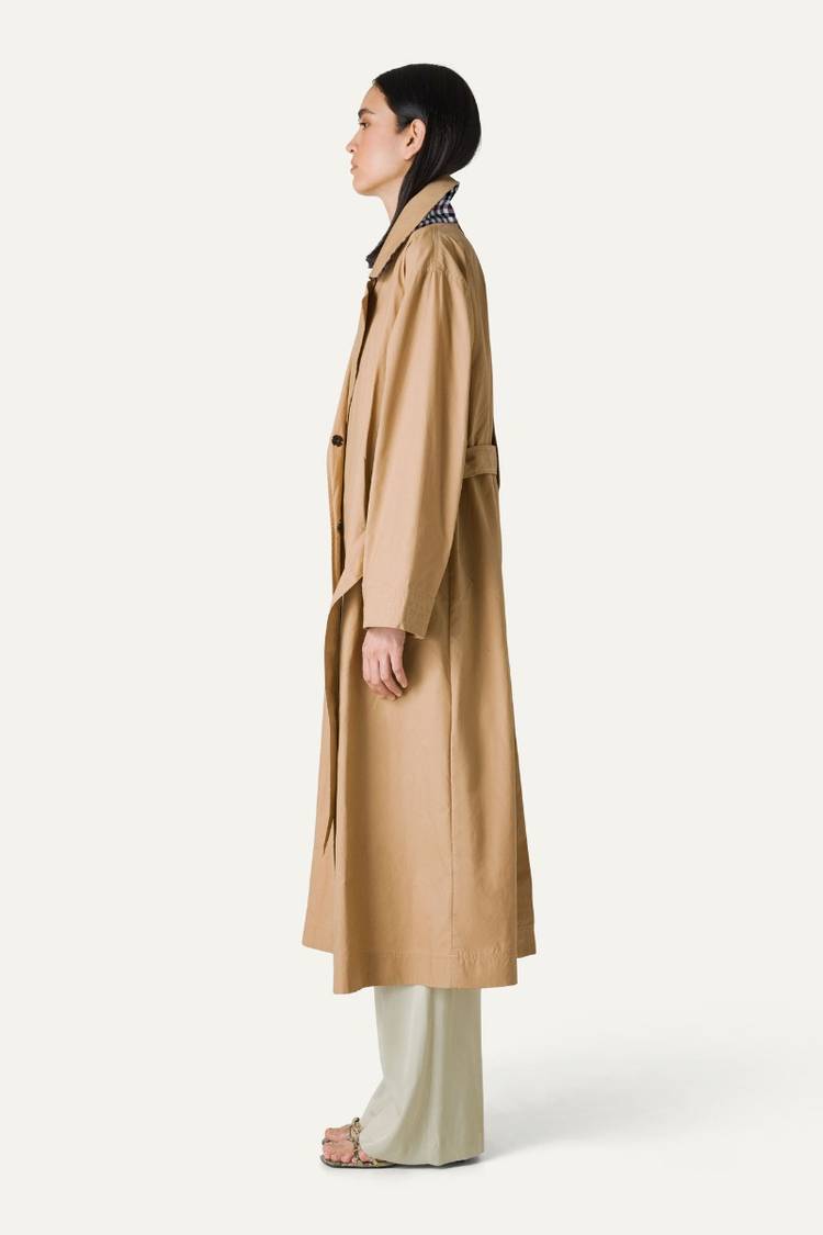 Oof Wear TRENCH LUNGO IN GABARDINA DI COTONE LEGGERO 9203 - NATURALE Vendita Calda