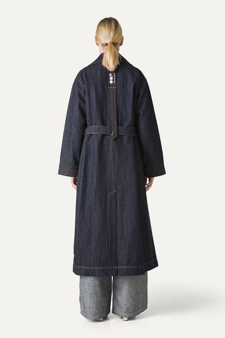 Oof Wear TRENCH LUNGO IN DENIM LAVATO 9203 - BLU SCURO Vendita Economica