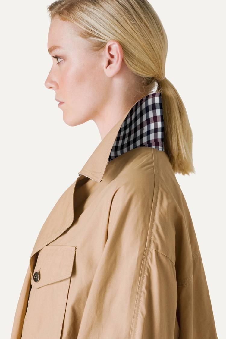 Oof Wear TRENCH CORTO IN GABARDINA DI COTONE LEGGERO 9202 - NATURALE Saldi Di Fabbrica