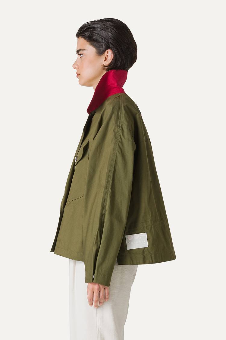 Oof Wear TRENCH CORTO IN GABARDINA DI COTONE LEGGERO 9202 - FORESTA Negozio