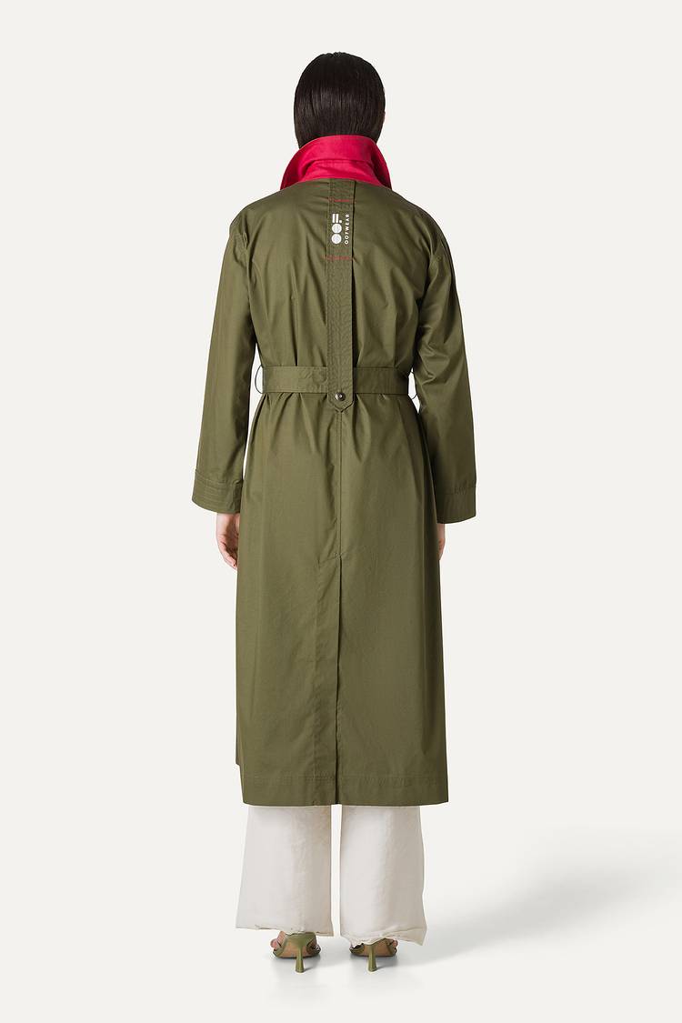 Oof Wear TRENCH LUNGO IN GABARDINA DI COTONE LEGGERO 9203 - FORESTA In Saldo