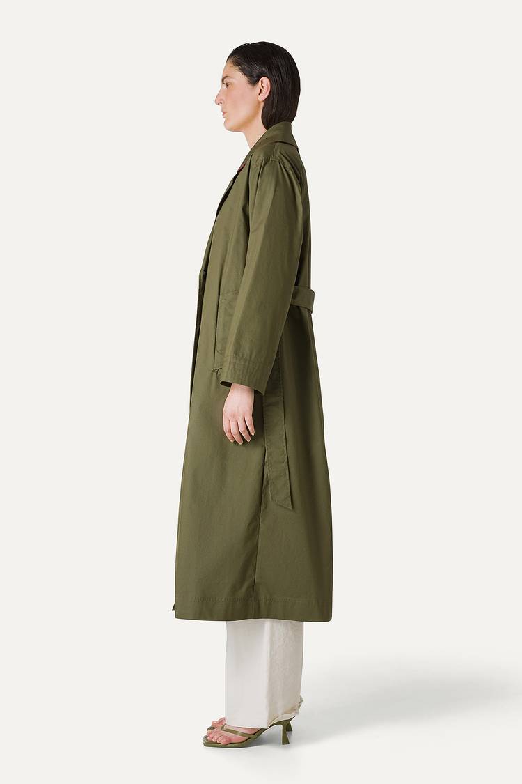 Oof Wear TRENCH LUNGO IN GABARDINA DI COTONE LEGGERO 9203 - FORESTA In Saldo