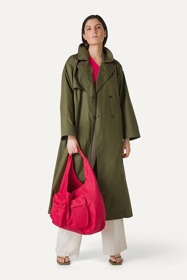 Oof Wear TRENCH LUNGO IN GABARDINA DI COTONE LEGGERO 9203 - FORESTA In Saldo