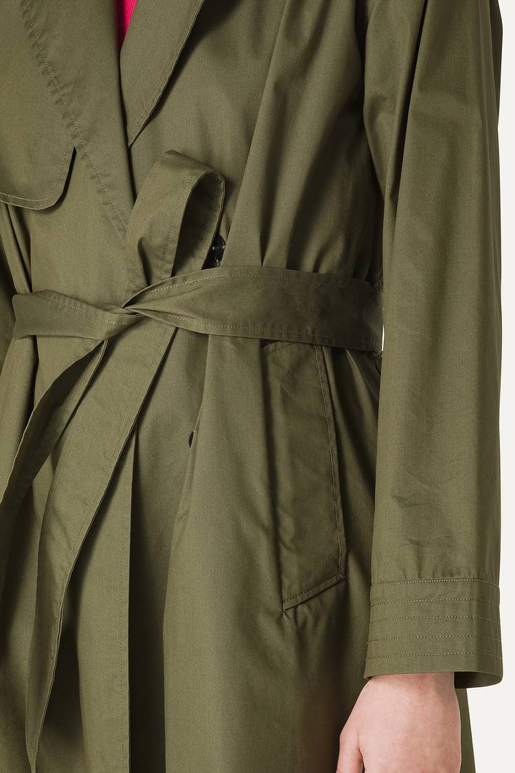 Oof Wear TRENCH LUNGO IN GABARDINA DI COTONE LEGGERO 9203 - FORESTA In Saldo