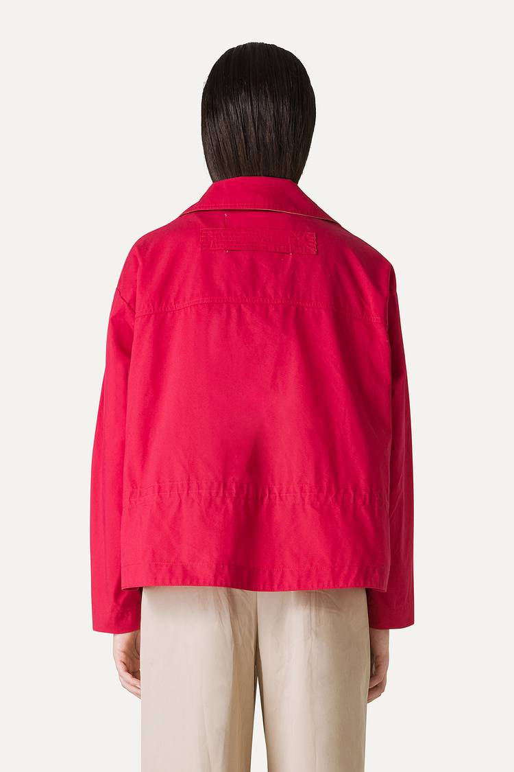 Oof Wear TRENCH CORTO IN GABARDINA DI COTONE LEGGERO 9202 - LAMPONE Moda