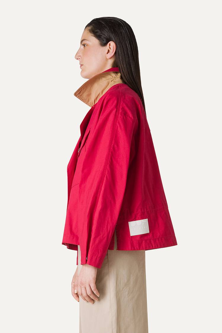 Oof Wear TRENCH CORTO IN GABARDINA DI COTONE LEGGERO 9202 - LAMPONE Moda