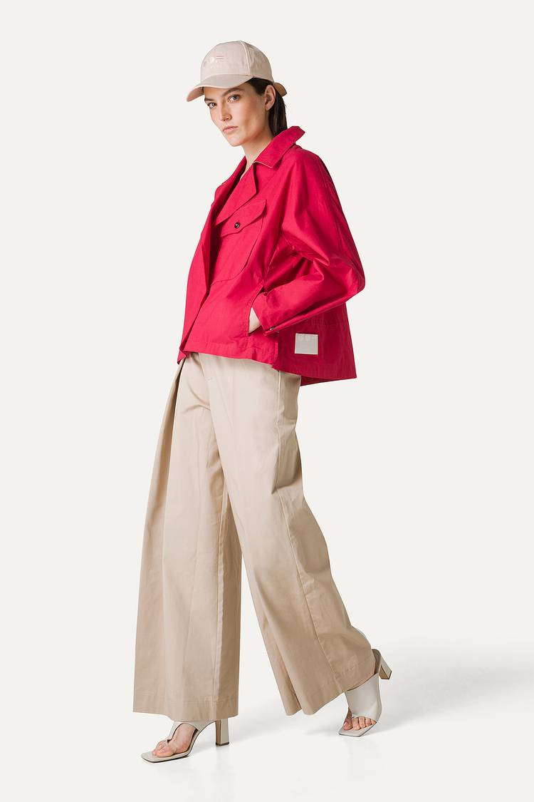 Oof Wear TRENCH CORTO IN GABARDINA DI COTONE LEGGERO 9202 - LAMPONE Moda