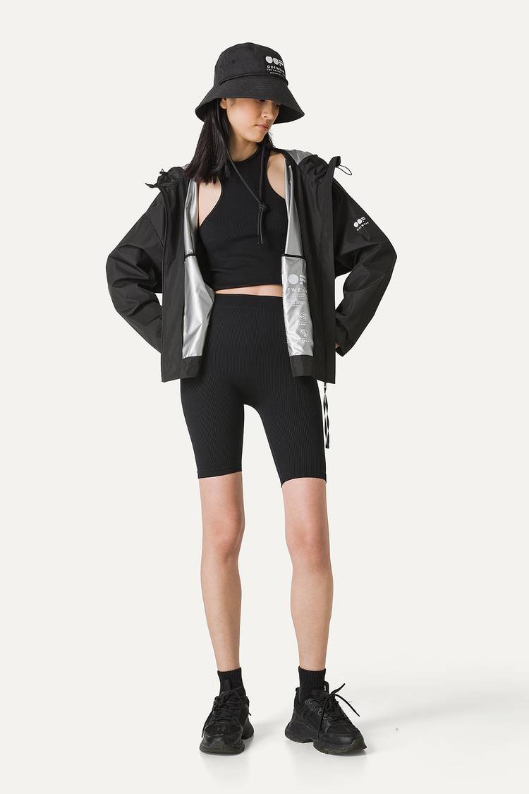 Oof Wear GIACCA CORTA IN NYLON CON INTERNO ARGENTO 9214 - NERO Nuovo