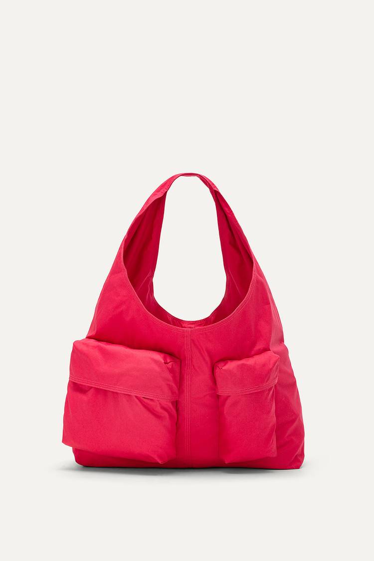 Oof Wear BORSA CON TASCHE IN GABARDINA DI COTONE 3085 - LAMPONE Saldi Di Fabbrica