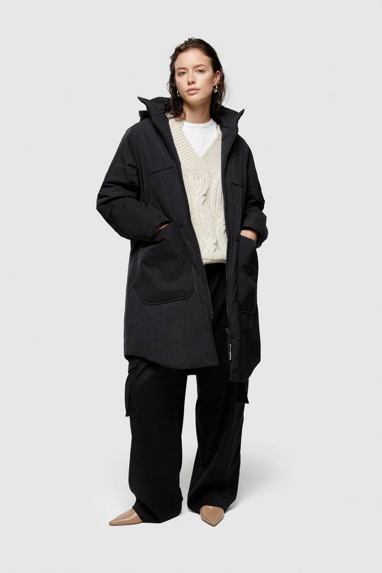 Oof Wear PARKA LUNGO 9094 IN NYLON MEMORY - NERO Negozio