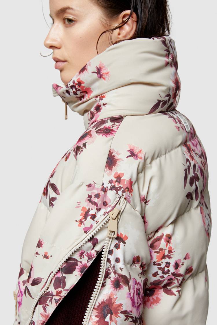 Oof Wear GIACCA CORTA 9251 IN NYLON CON STAMPA FLOREALE - SABBIA/ROSA In Saldo