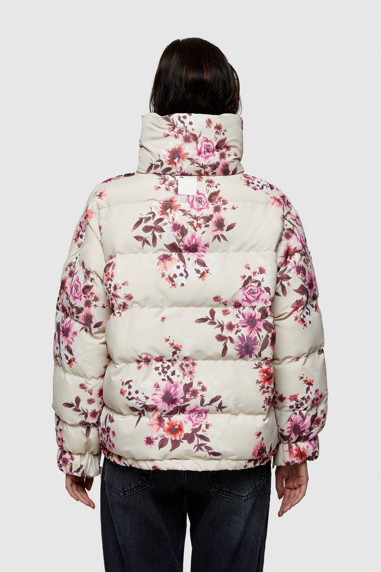 Oof Wear GIACCA CORTA 9251 IN NYLON CON STAMPA FLOREALE - SABBIA/ROSA In Saldo