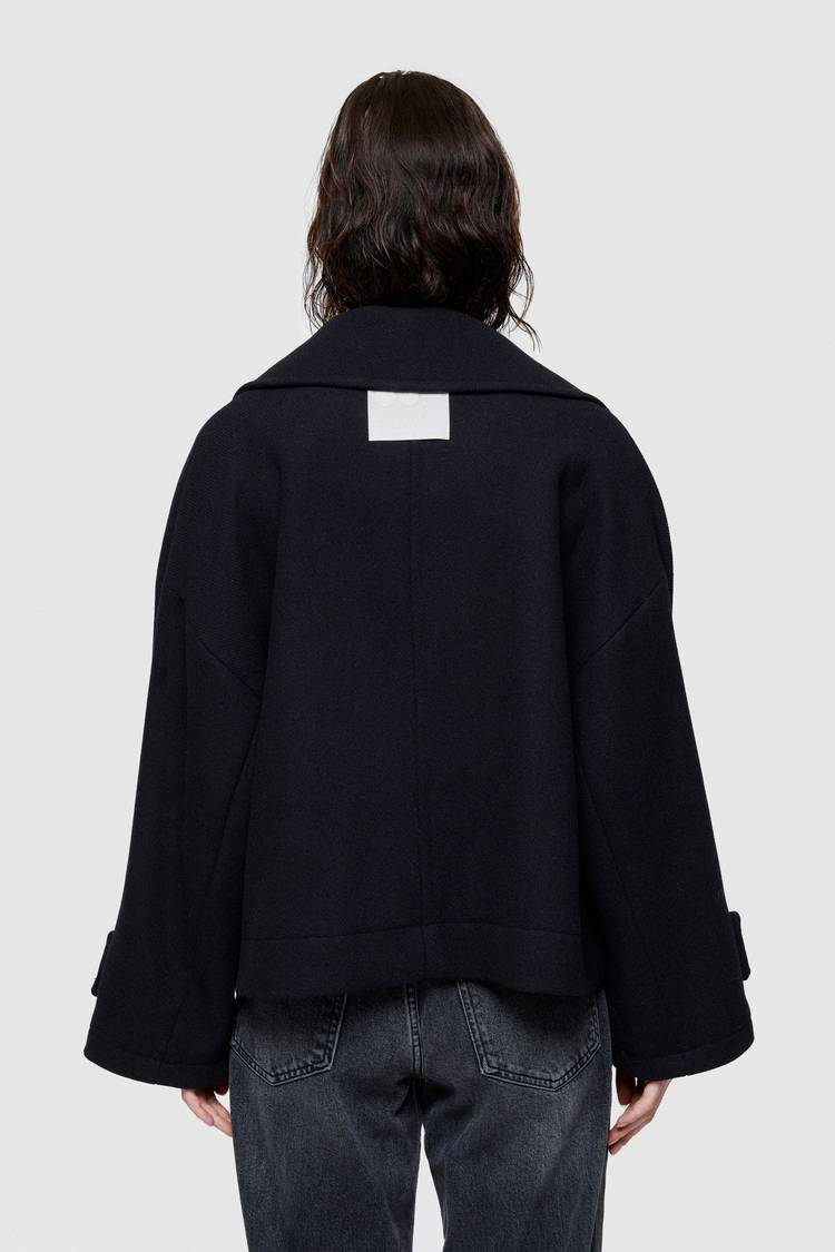 Oof Wear CAPPOTTO CORTO 9268 IN PANNO DI LANA - BLU NOTTE Nuovo