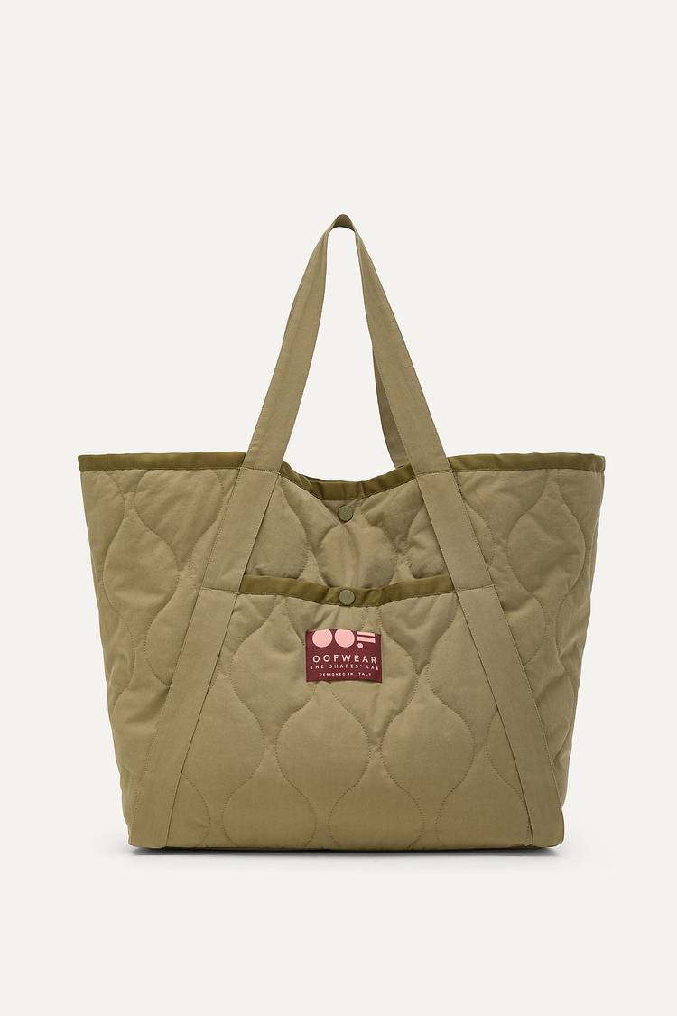 Oof Wear BORSA SHOPPER IN COTONE TRAPUNTATO 3084 - VERDE MUSCHIO Spedizione Gratuita