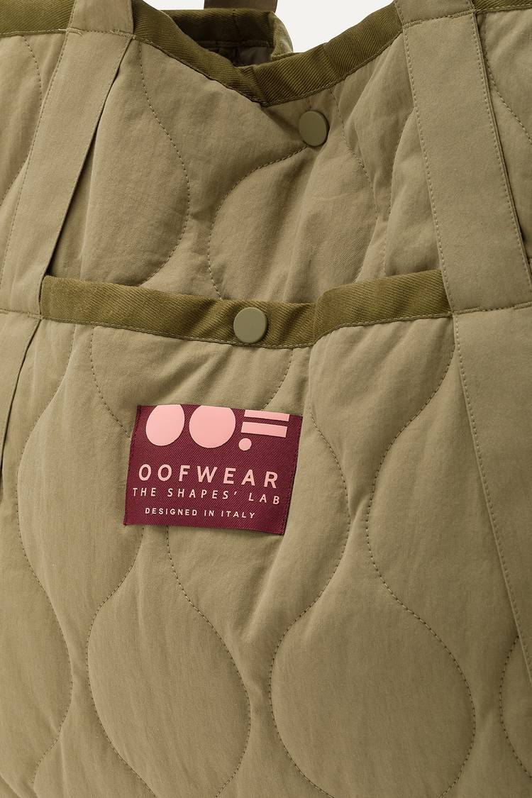 Oof Wear BORSA SHOPPER IN COTONE TRAPUNTATO 3084 - VERDE MUSCHIO Spedizione Gratuita