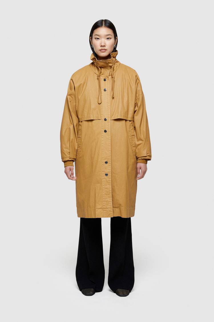 Oof Wear GIACCA LUNGA 9239 IN COTONE CERATO - CARAMELLO Offerte