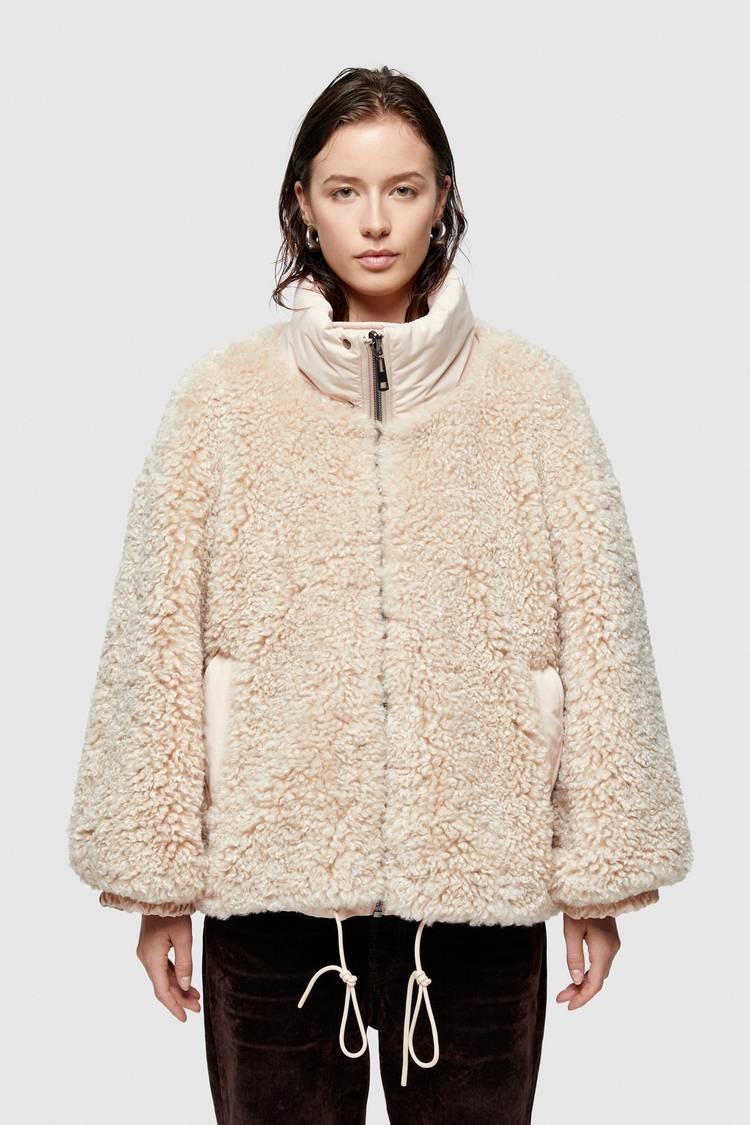 Oof Wear GIACCA REVERSIBILE 9256 IN PELLICCIA SINTETICA E COTONE - ECRU/NATURALE Vendite Flash