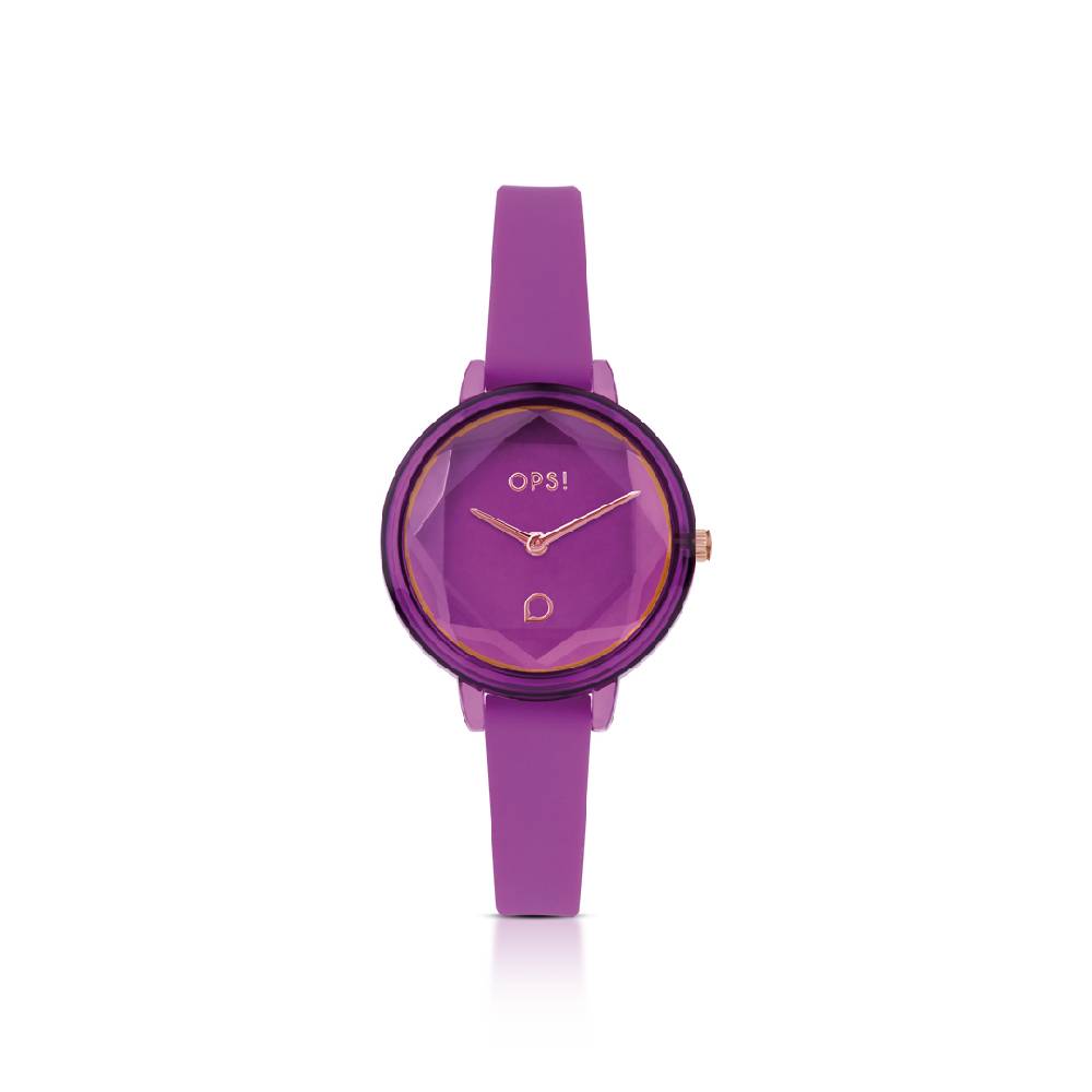 Opsobjects DIAMOND orologio con cinturino in silicone e vetro sfaccettato