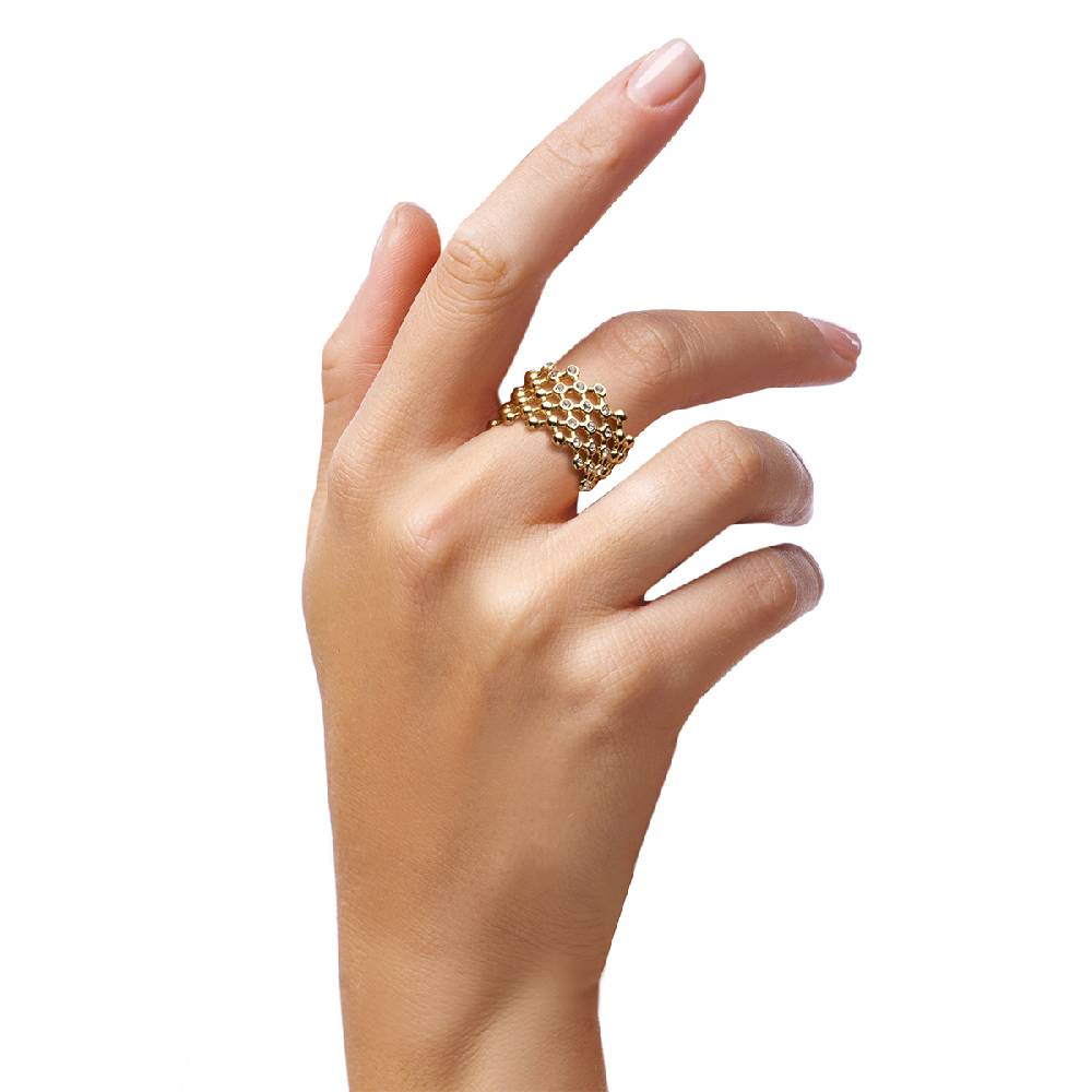 Opsobjects CLAIRE anello color oro fascia con strass In Saldo