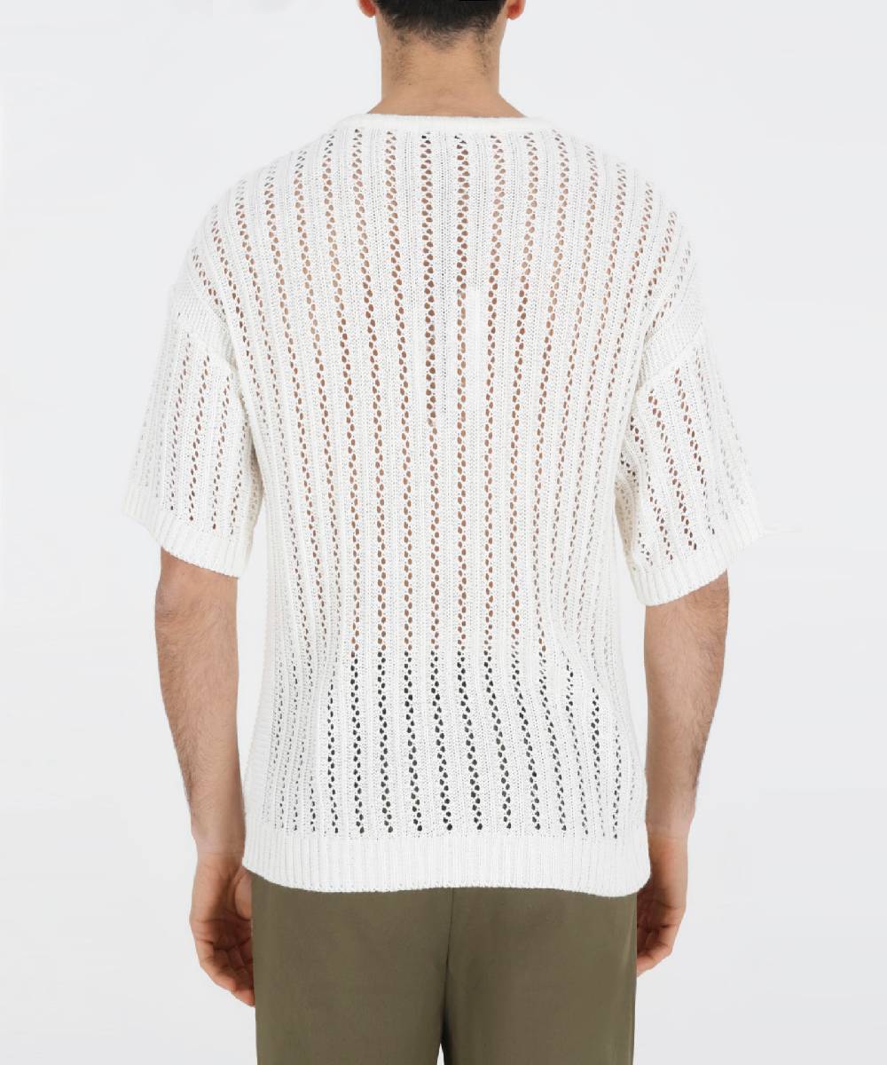 Over D MAGLIA PARICOLLO CON TRAFORI Consegna Veloce