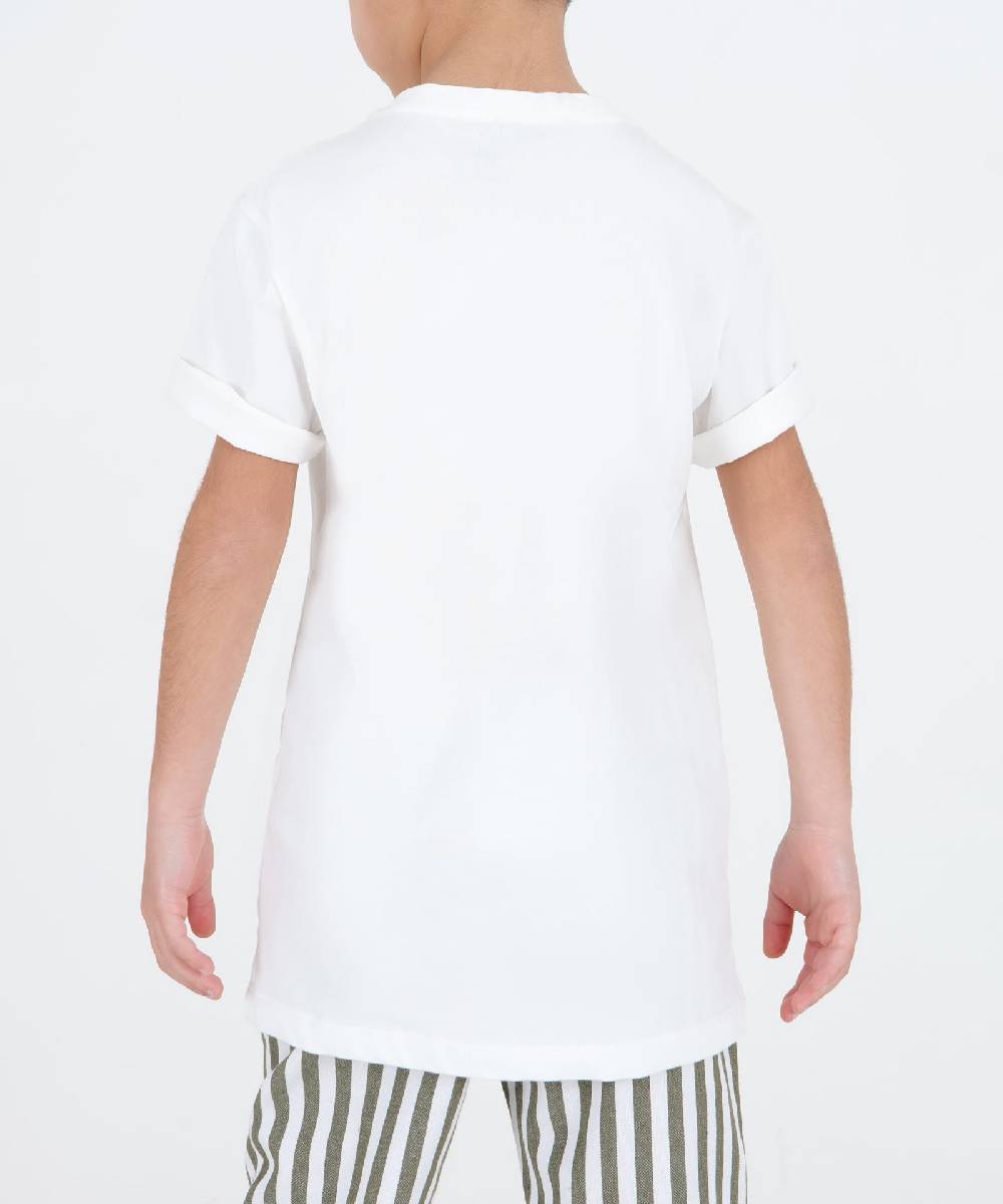 Over D T-SHIRT CON TASCHINO RIGATO E COLLO IN COSTINA In Saldo