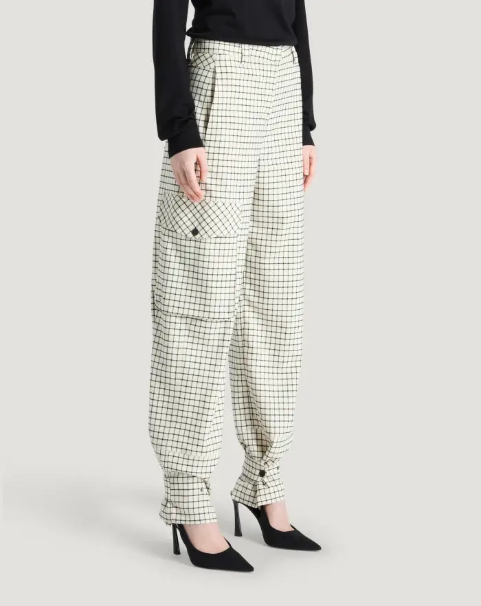 Pantaloni Torino Pantaloni Giselle in lana stretch check Acquista Ora