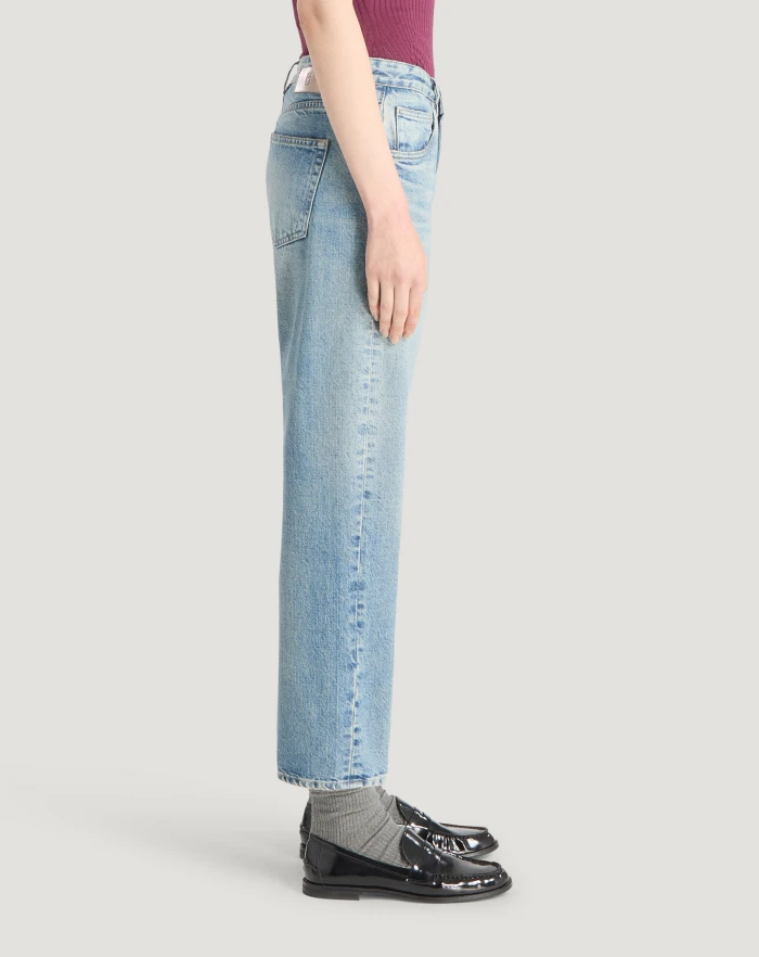 Pantaloni Torino Jeans Tina in denim indigo di cotone Nuova