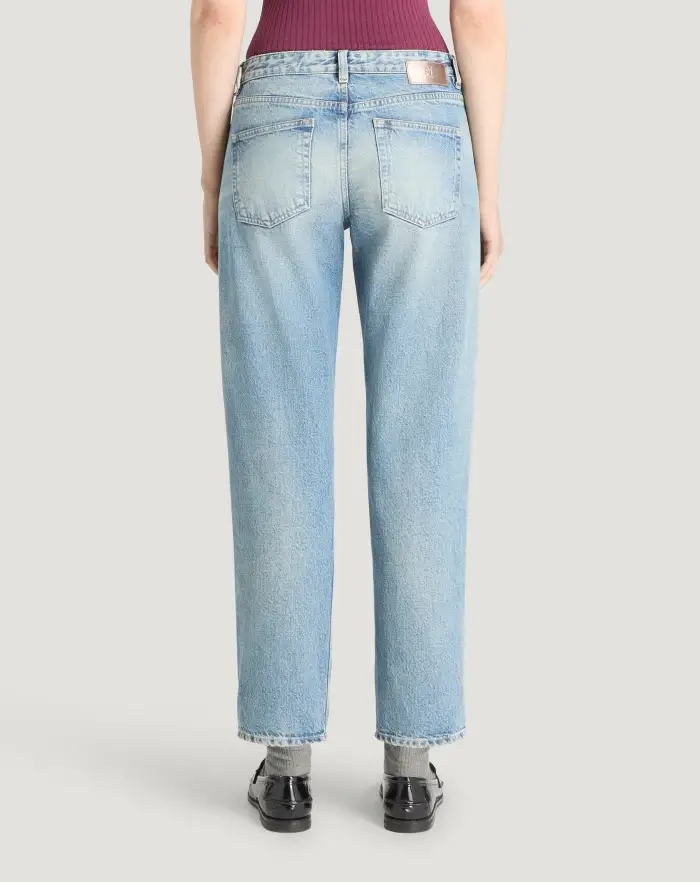 Pantaloni Torino Jeans Tina in denim indigo di cotone Nuova