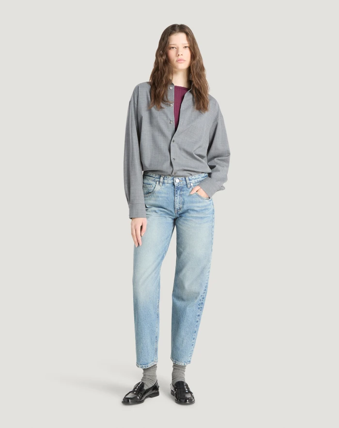 Pantaloni Torino Jeans Tina in denim indigo di cotone Nuova