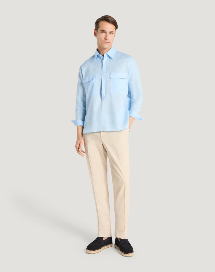 Pantaloni Torino Pantaloni Slim in lino stretch délavé Nuova