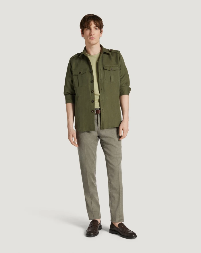 Pantaloni Torino Pantaloni Slim in lino stretch délavé In Saldo