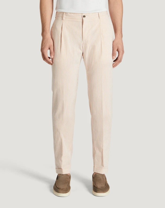Pantaloni Torino Pantaloni Slim in cotone seersucker a righe Nuovo