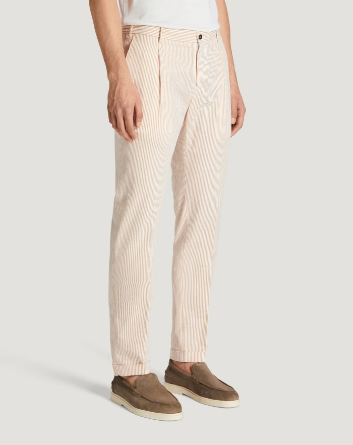 Pantaloni Torino Pantaloni Slim in cotone seersucker a righe Nuovo