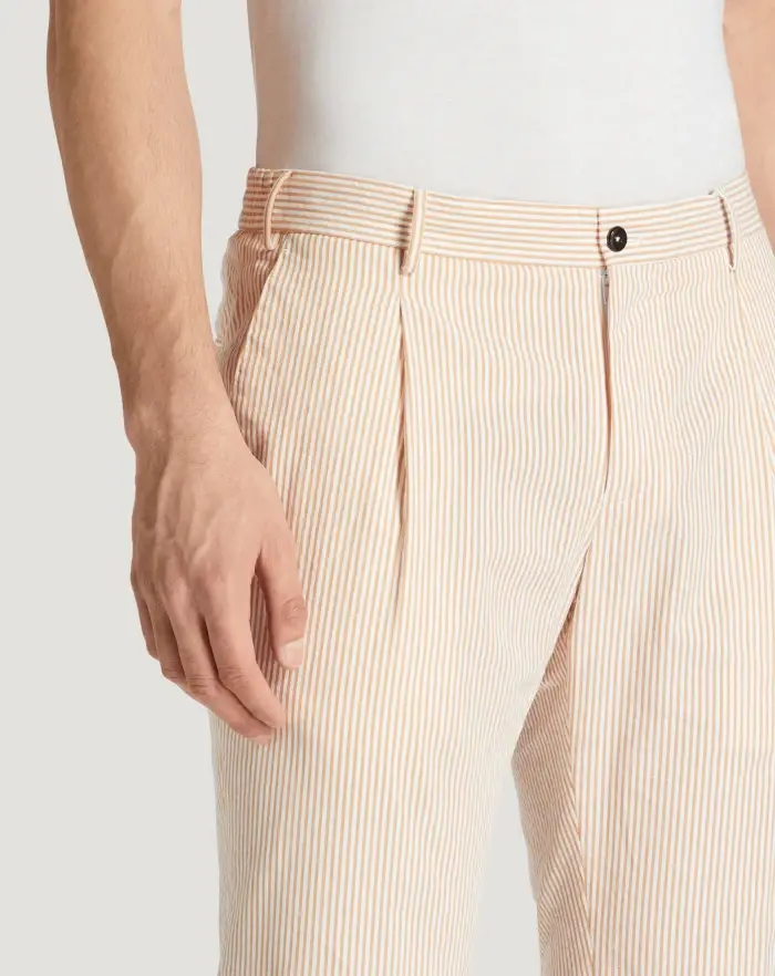 Pantaloni Torino Pantaloni Slim in cotone seersucker a righe Nuovo