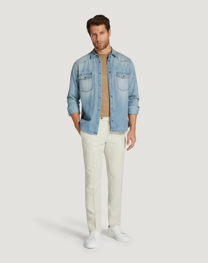 Pantaloni Torino Pantaloni Slim in cotone e lino batavia Promozione