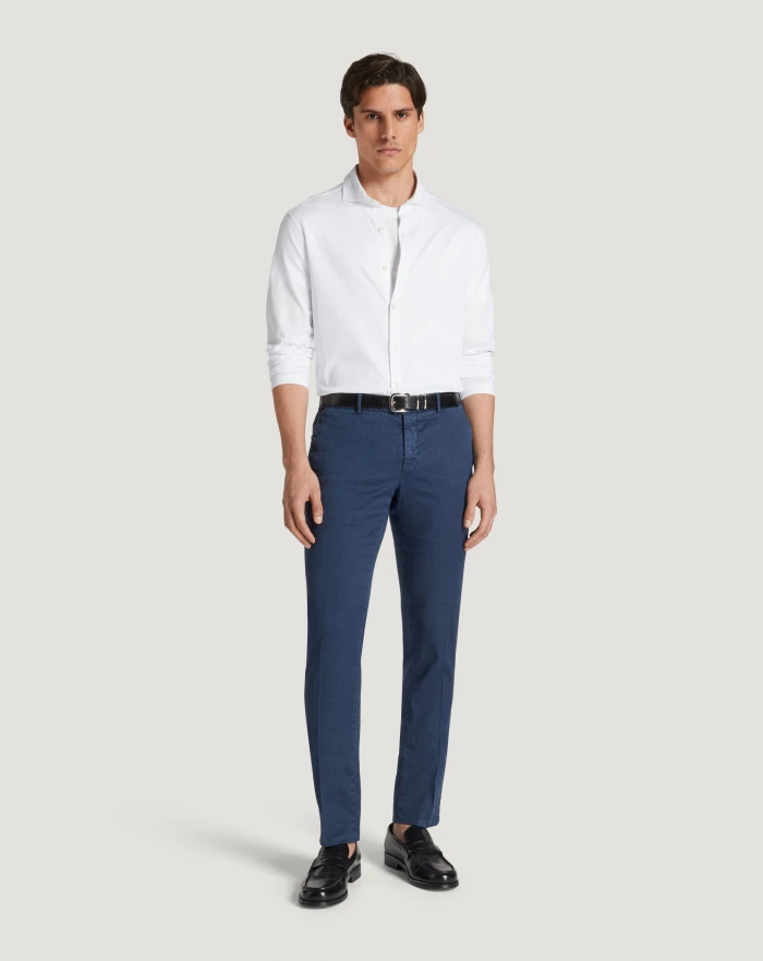 Pantaloni Torino Pantaloni Slim in lino stretch délavé Vendite Flash