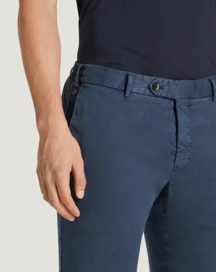 Pantaloni Torino Pantaloni Slim in lino stretch délavé Spedizione Gratuita