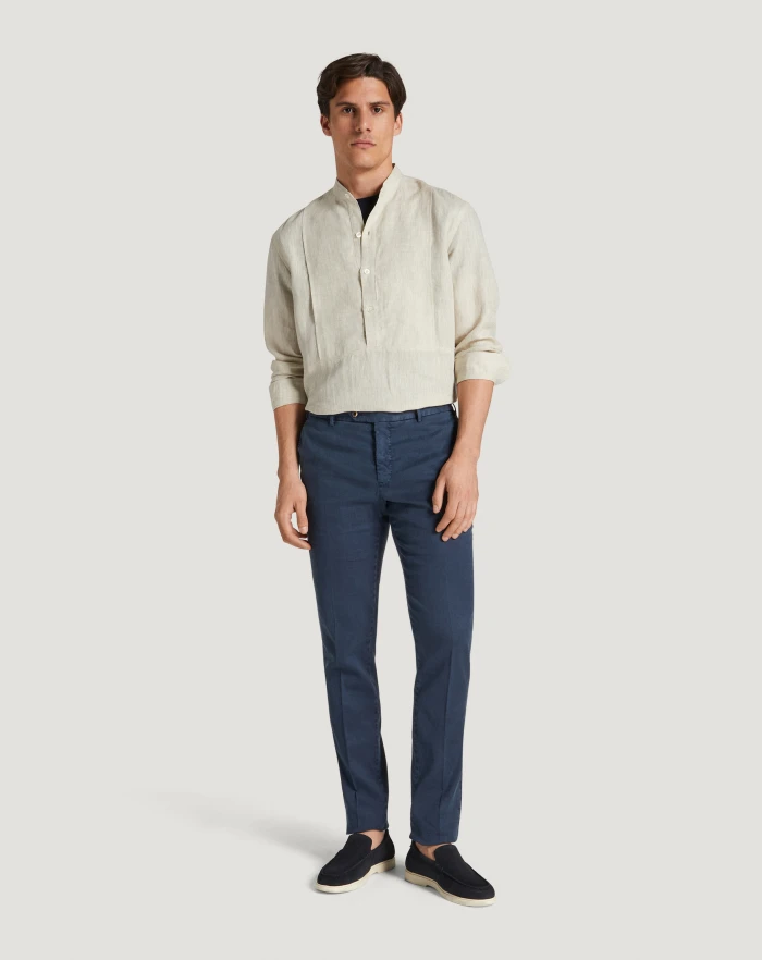 Pantaloni Torino Pantaloni Slim in lino stretch délavé Spedizione Gratuita
